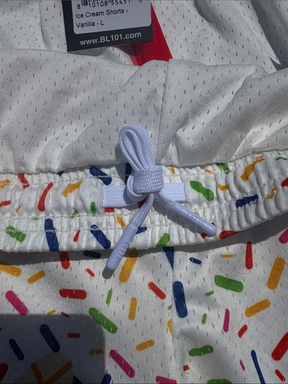 Baseball Lifestyle 101 Men's White Sprinkle Print Shorts with Waffle Accent - Picture 6 of 9